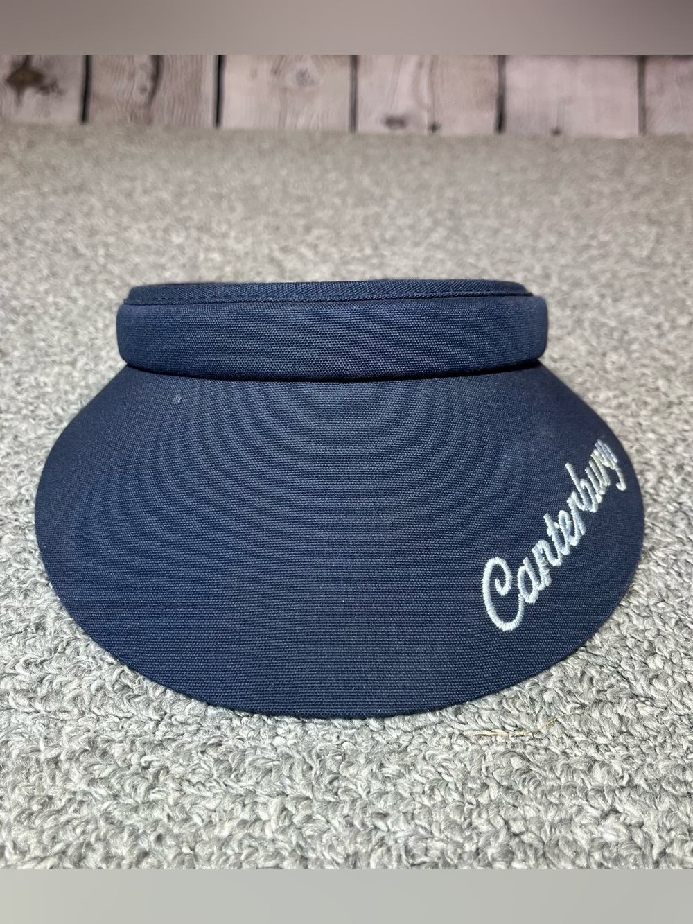 Vintage Canterbury Golf Visor Hat OSFM Blue Texace Embroidered Logo Made USA